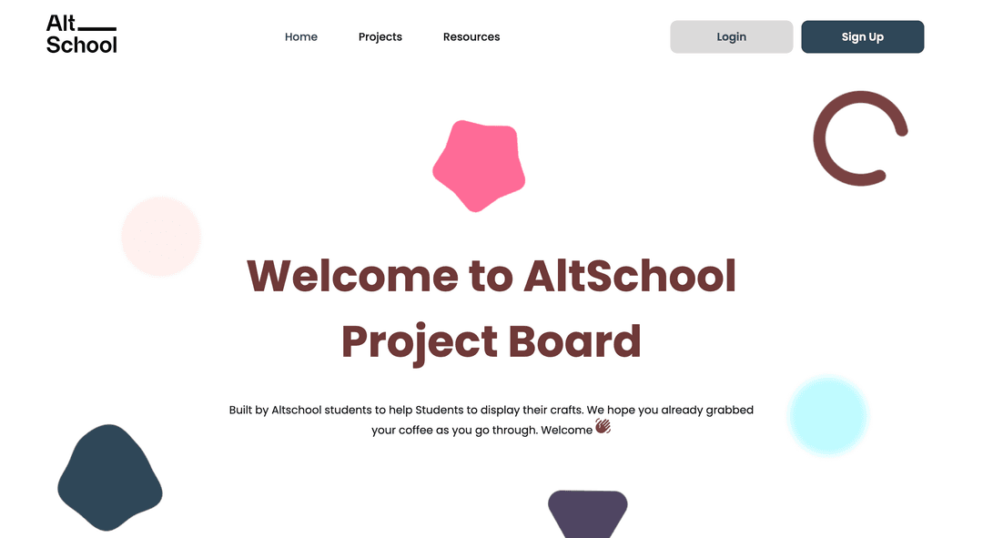 image of AltSchool Project Board landing page