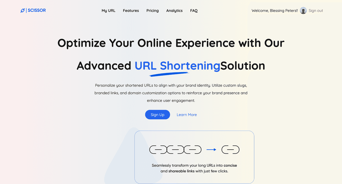 image of scissor landing page